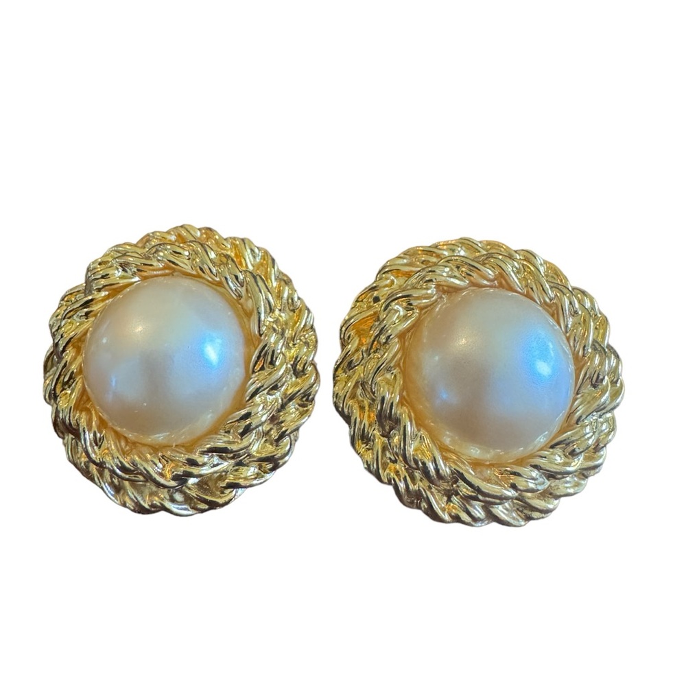 Joan Rivers Gold Faux Pearl Clip Earrings